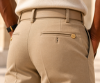 Pantalon droit à pince beige