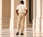 Pantalon droit à pince beige