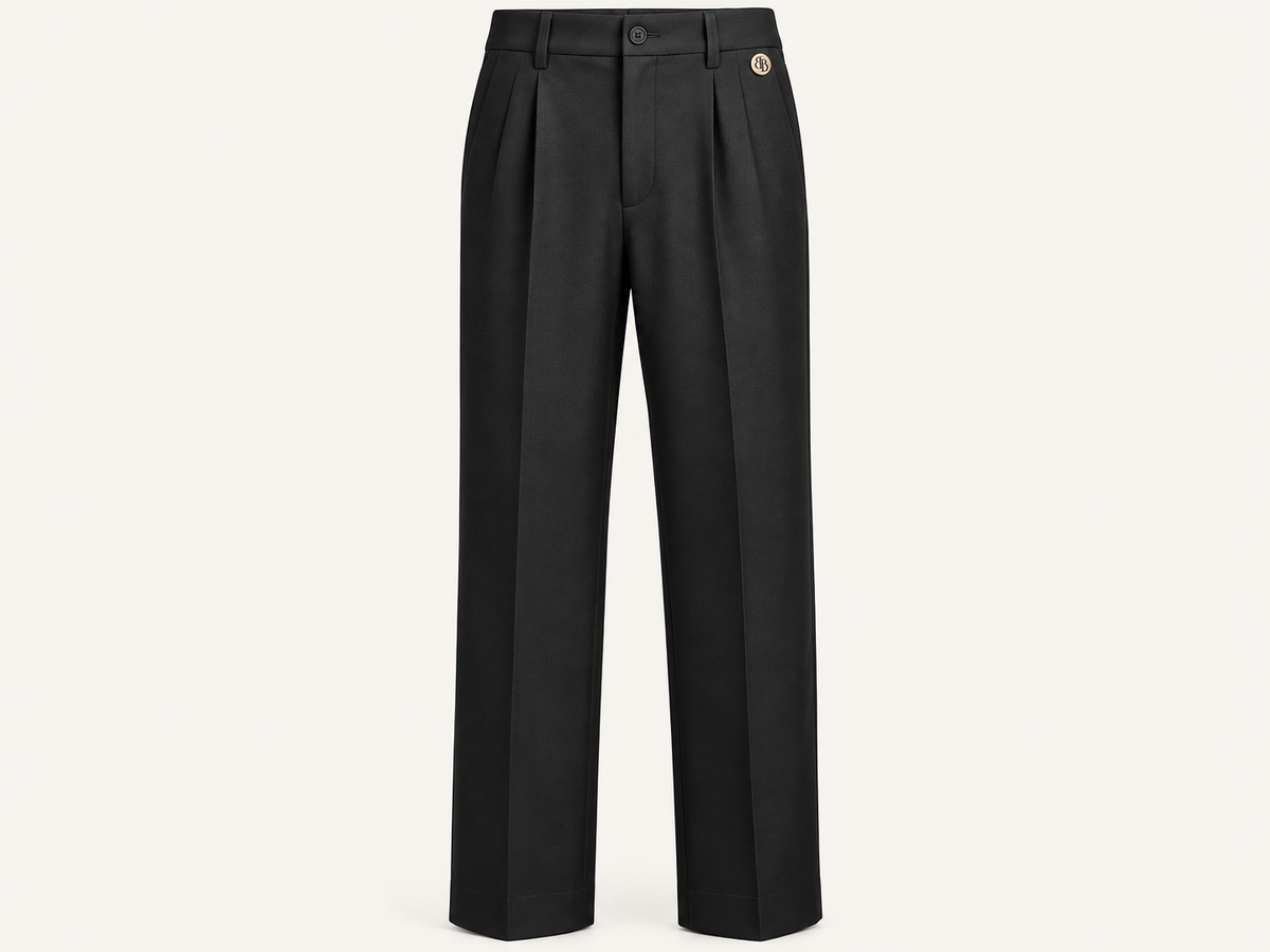 Pantalon droit à pinces noir
